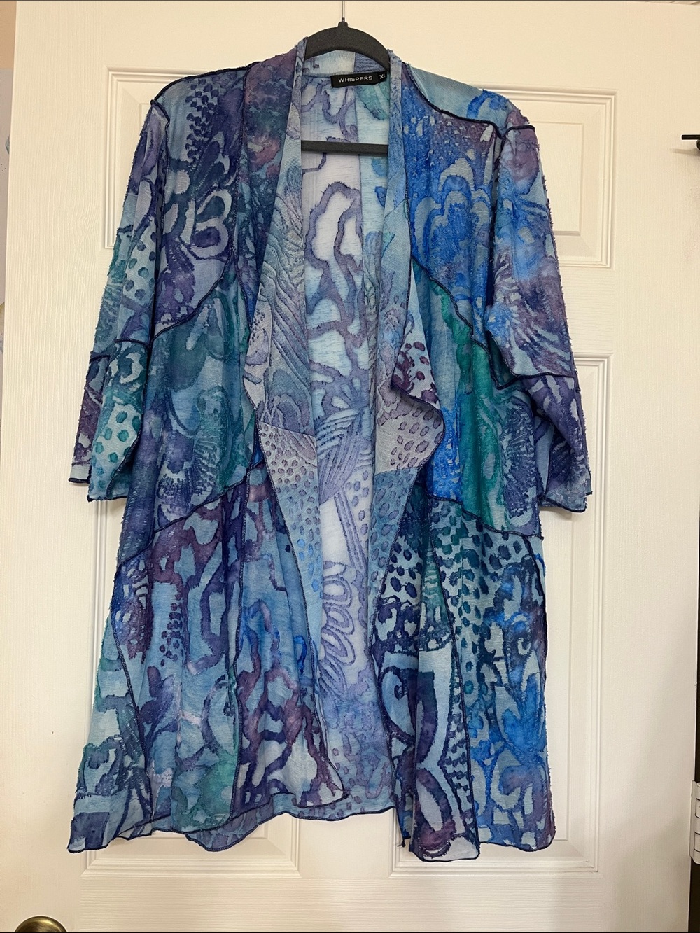 Lightweight Sheer Floral Kimono in Blue & Teal
